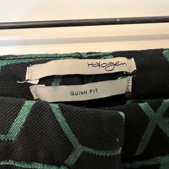 Halogen Women's Quinn Fit Ankle Pants Geo-Metallic Pattern Green Black, Size 10 - Picture 3 of 8